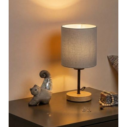 Brilagi - Stolní lampa NUBILA WOOD 1xE27/25W/230V dub/černá/sv. šedá