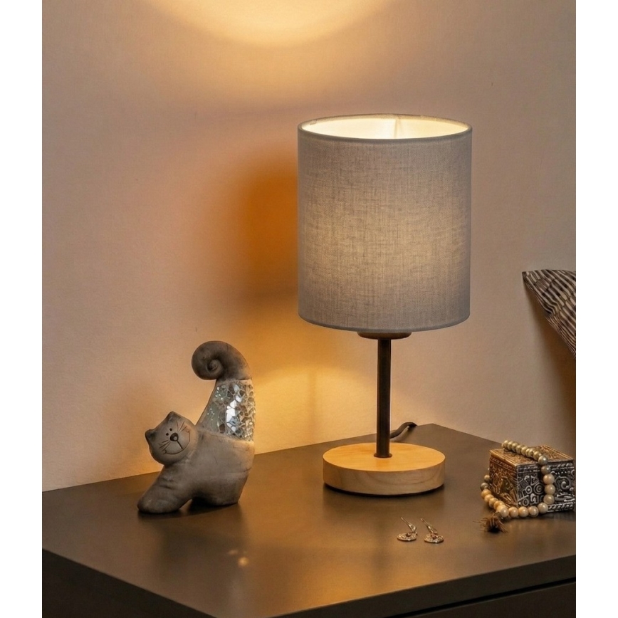 Brilagi - Stolní lampa NUBILA WOOD 1xE27/25W/230V dub/černá/sv. šedá