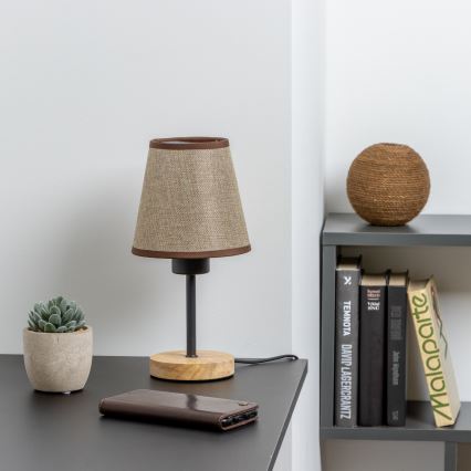 Brilagi - Stolní lampa NUBILA WOOD 1xE27/25W/230V dub/hnědá