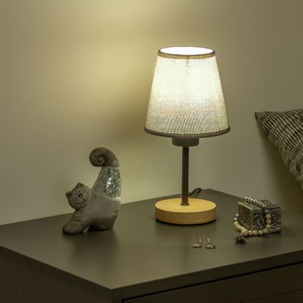 Brilagi - Stolní lampa NUBILA WOOD 1xE27/25W/230V dub/šedá