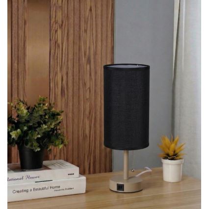 Brilagi - Stolní lampa s USB portem TABLON 1xE27/25W/230V béžová/černá