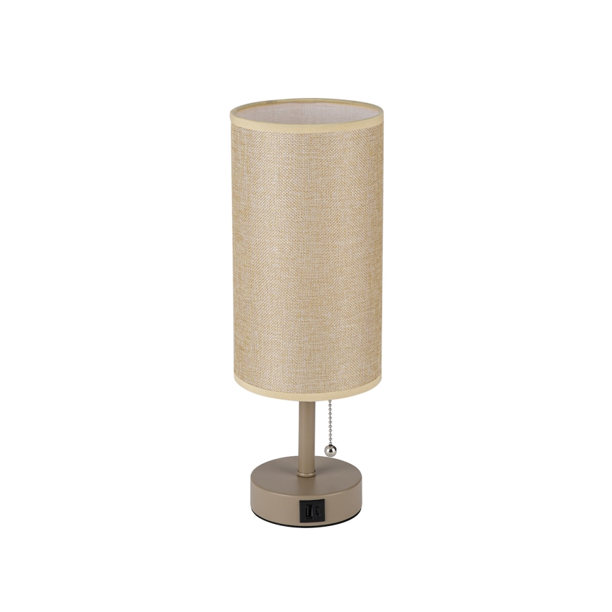 Brilagi - Stolní lampa s USB portem TABLON 1xE27/25W/230V béžová