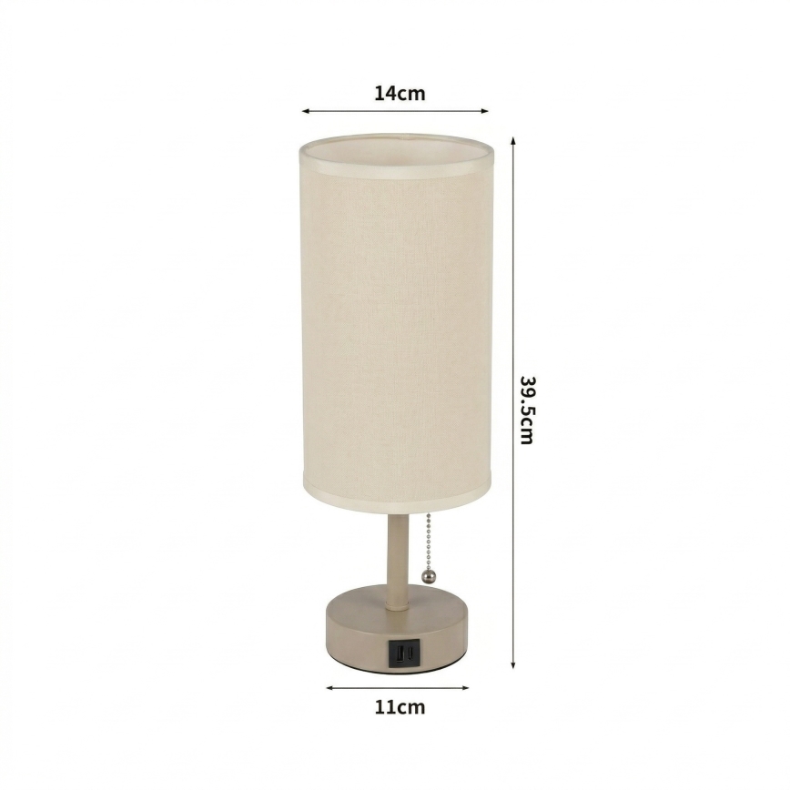 BRILAGI - Stolní lampa s USB portem TABLON 1xE27/25W/230V béžová/krémová