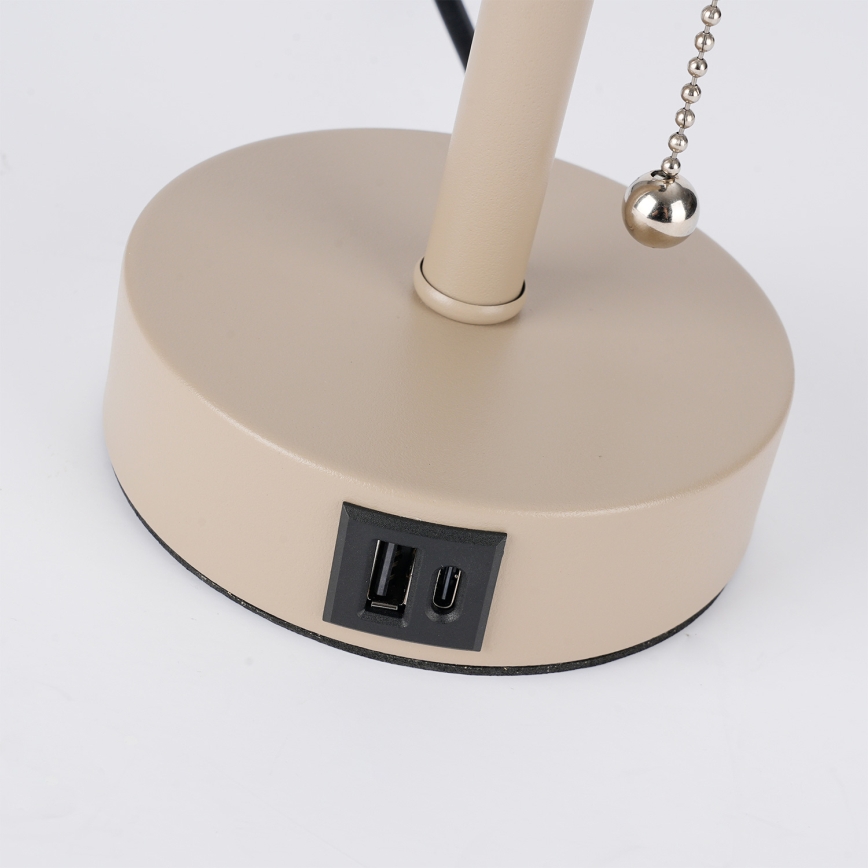 Brilagi - Stolní lampa s USB portem TABLON 1xE27/25W/230V béžová/šedá