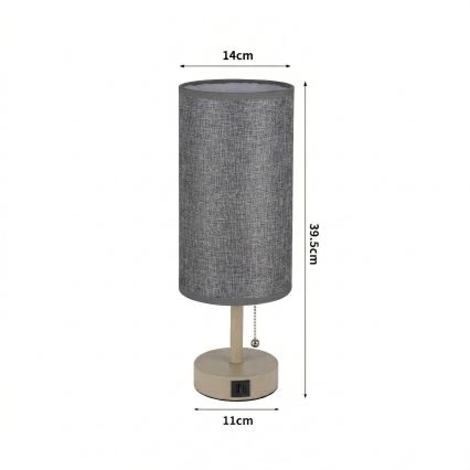 Brilagi - Stolní lampa s USB portem TABLON 1xE27/25W/230V béžová/šedá