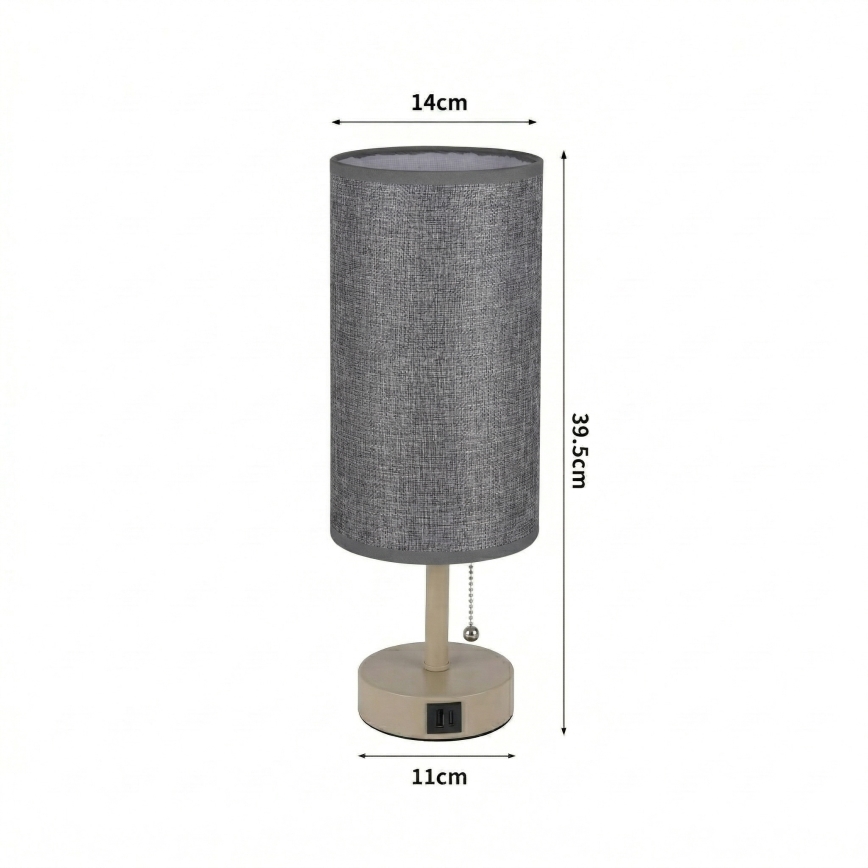 Brilagi - Stolní lampa s USB portem TABLON 1xE27/25W/230V béžová/šedá