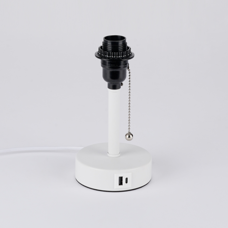 Brilagi - Stolní lampa s USB portem TABLON 1xE27/25W/230V bílá/béžová