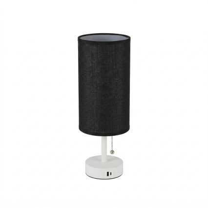 Brilagi - Stolní lampa s USB portem TABLON 1xE27/25W/230V bílá/černá