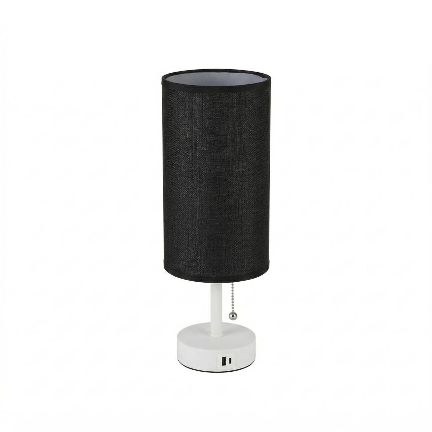 Brilagi - Stolní lampa s USB portem TABLON 1xE27/25W/230V bílá/černá