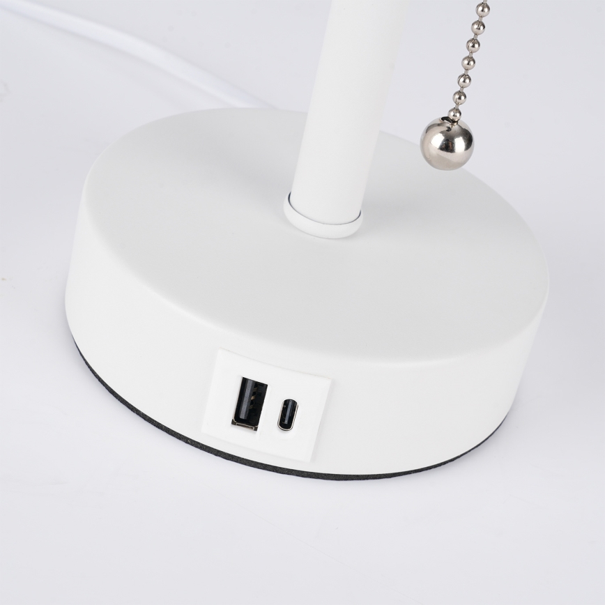 Brilagi - Stolní lampa s USB portem TABLON 1xE27/25W/230V bílá/černá