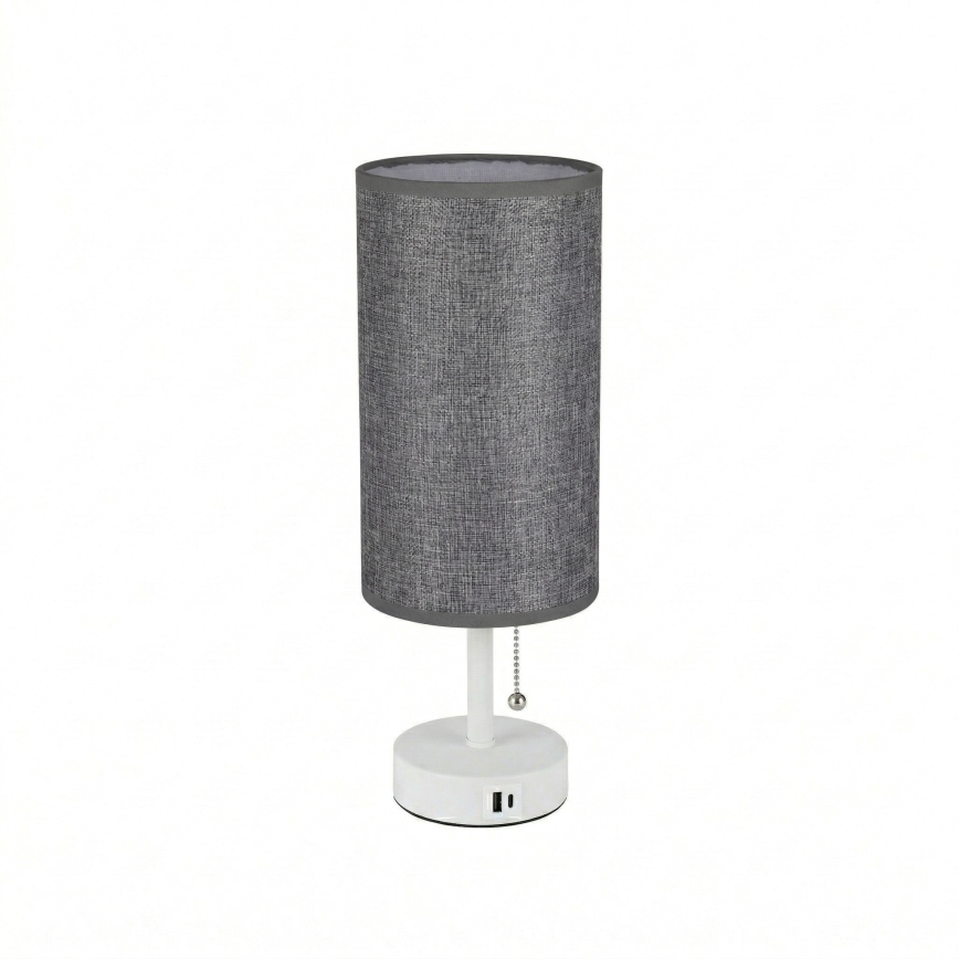 Brilagi - Stolní lampa s USB portem TABLON 1xE27/25W/230V bílá/šedá