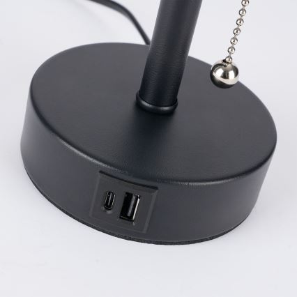 Brilagi - Stolní lampa s USB portem TABLON 1xE27/25W/230V černá/šedá