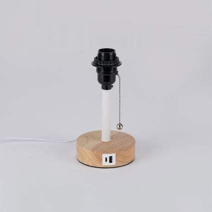 Brilagi - Stolní lampa s USB portem TABLON 1xE27/25W/230V dub/bílá/černá