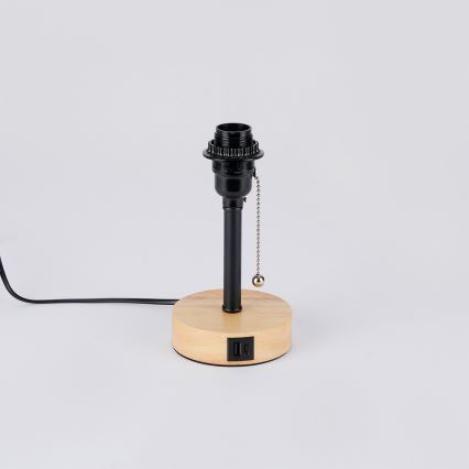 Brilagi - Stolní lampa s USB portem TABLON 1xE27/25W/230V dub/černá