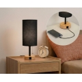 Brilagi - Stolní lampa s USB portem TABLON 1xE27/25W/230V dub/černá