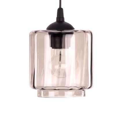 BRILAGI - Stolní lampa WOOD GLASS 1xE27/40W/230V hnědá/černá/kouřová béžová