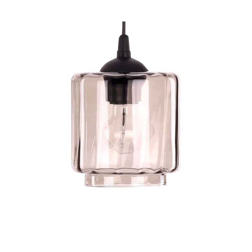 BRILAGI - Stolní lampa WOOD GLASS 1xE27/40W/230V hnědá/černá/kouřová béžová