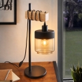 BRILAGI - Stolní lampa WOOD GLASS 1xE27/40W/230V hnědá/černá/kouřová béžová