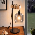 BRILAGI - Stolní lampa WOOD GLASS 1xE27/40W/230V hnědá/černá/kouřová šedá