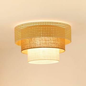 Brilagi - Stropní svítidlo CEDAR LUNETA 1xE27/15W/230V pr. 45 cm ratan/hnědá/krémová
