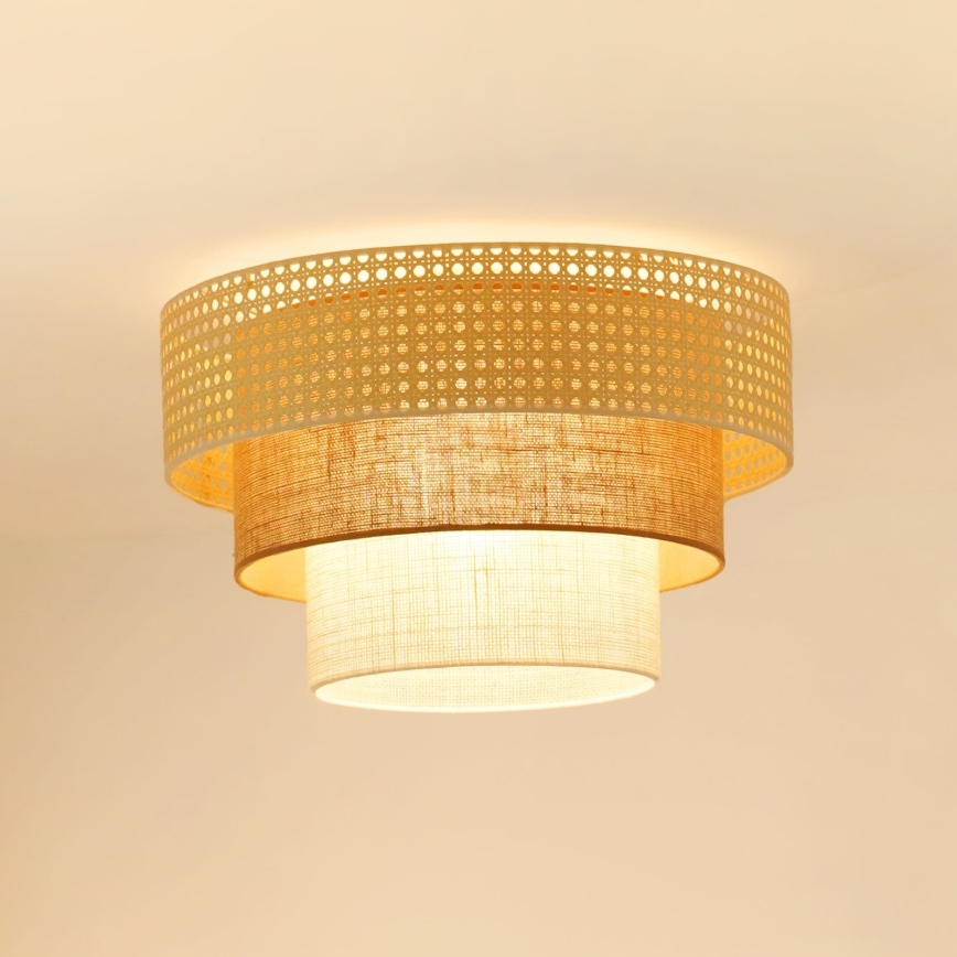 Brilagi - Stropní svítidlo CEDAR LUNETA 1xE27/15W/230V pr. 45 cm ratan/hnědá/krémová