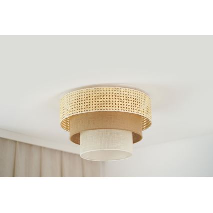Brilagi - Stropní svítidlo CEDAR LUNETA 1xE27/15W/230V pr. 45 cm ratan/hnědá/krémová