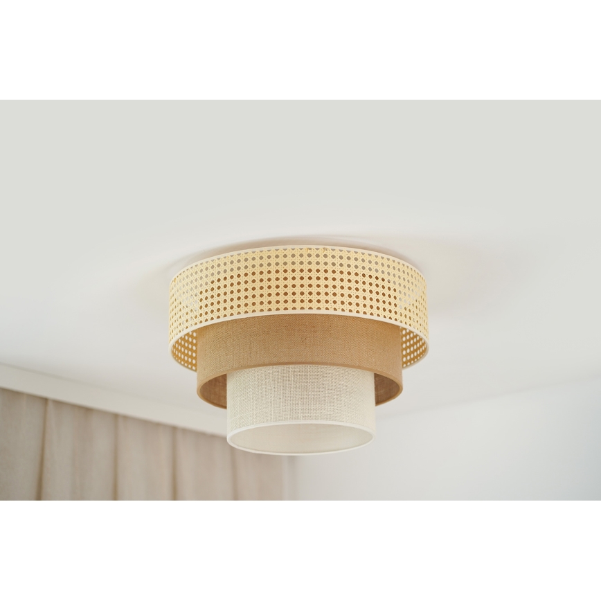 Brilagi - Stropní svítidlo CEDAR LUNETA 1xE27/15W/230V pr. 45 cm ratan/hnědá/krémová