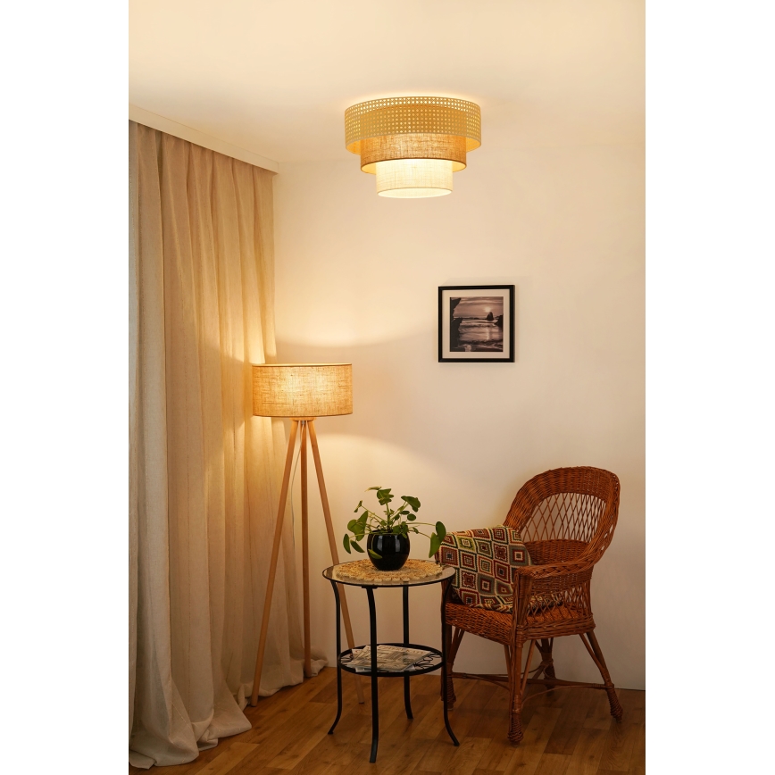 Brilagi - Stropní svítidlo CEDAR LUNETA 1xE27/15W/230V pr. 45 cm ratan/hnědá/krémová