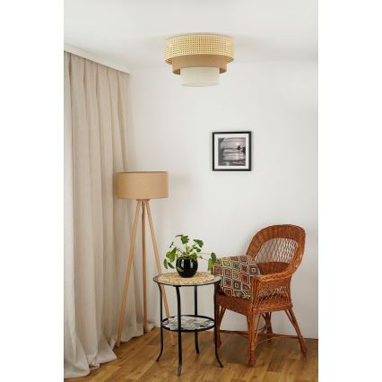 Brilagi - Stropní svítidlo CEDAR LUNETA 1xE27/15W/230V pr. 45 cm ratan/hnědá/krémová