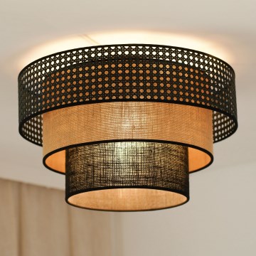 Brilagi - Stropní svítidlo DAKOTA LUNETA 1xE27/15W/230V pr. 45 cm černá/ratan