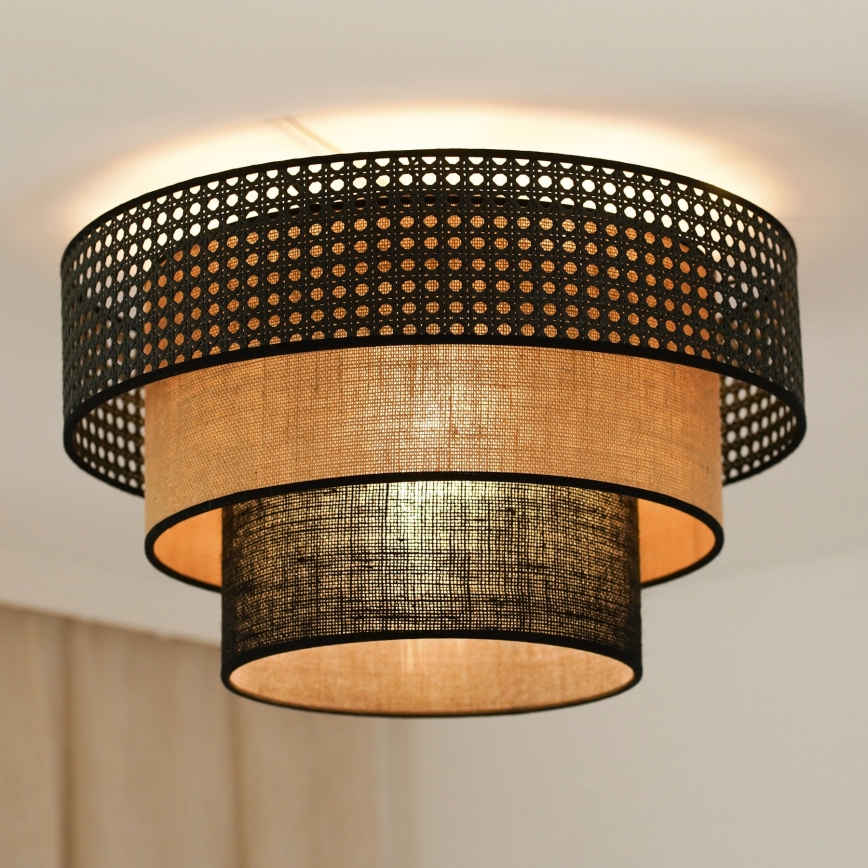 Brilagi - Stropní svítidlo DAKOTA LUNETA 1xE27/15W/230V pr. 45 cm černá/ratan