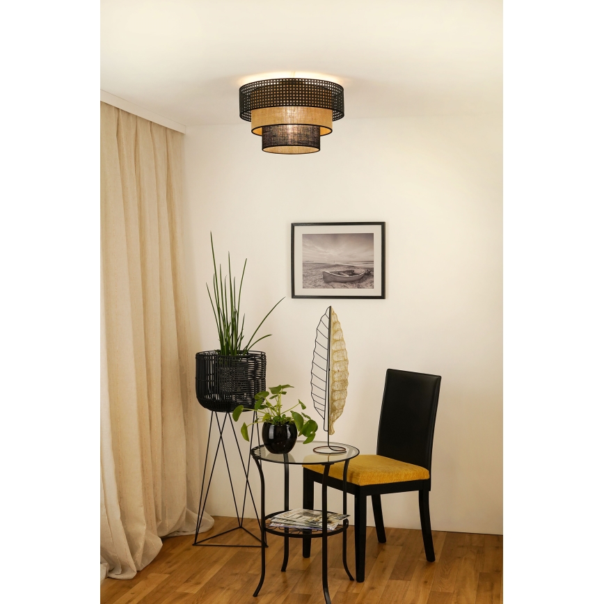 Brilagi - Stropní svítidlo DAKOTA LUNETA 1xE27/15W/230V pr. 45 cm černá/ratan