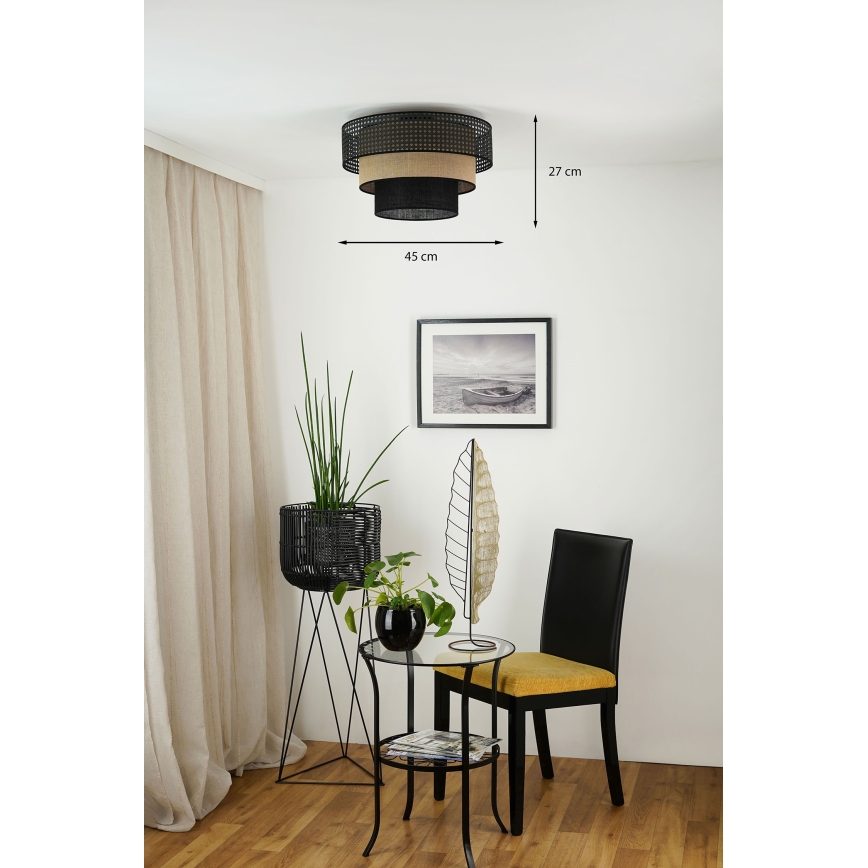 Brilagi - Stropní svítidlo DAKOTA LUNETA 1xE27/15W/230V pr. 45 cm černá/ratan