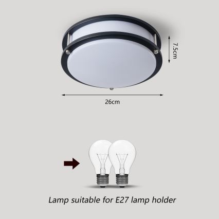 Brilagi - Stropní svítidlo ELARO 2xE27/40W/230V pr. 26 cm černá