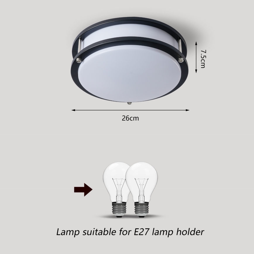 Brilagi - Stropní svítidlo ELARO 2xE27/40W/230V pr. 26 cm černá