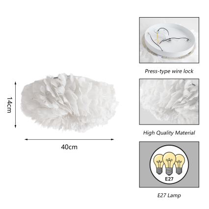 Brilagi - Stropní svítidlo FEATHER 3xE27/40W/230V pr. 40 cm bílá