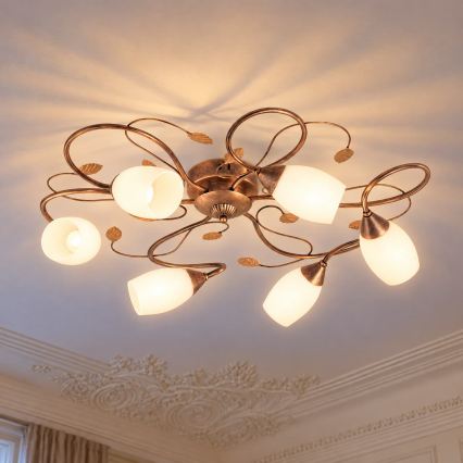 BRILAGI - Stropní svítidlo GRACE 6xE27/40W/230V pr. 79 cm patina/měděná