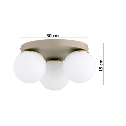Brilagi - Stropní svítidlo MILO ECRU 3xE27/60W/230V pr. 35 cm béžová/zlatá