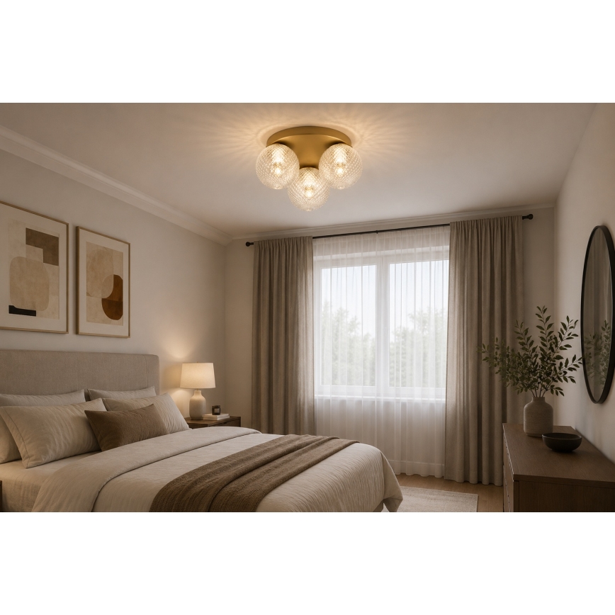 Brilagi - Stropní svítidlo STELLA 3xE27/60W/230V pr. 35 cm béžová/zlatá