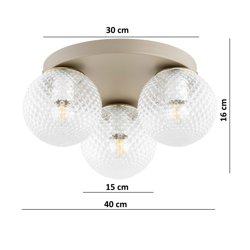 Brilagi - Stropní svítidlo STELLA 3xE27/60W/230V pr. 35 cm béžová/zlatá