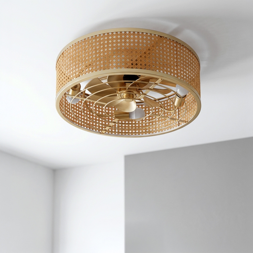Brilagi - Stropní ventilátor 4xE27/40W/230V pr. 50 cm bambus + dálkové ovládání