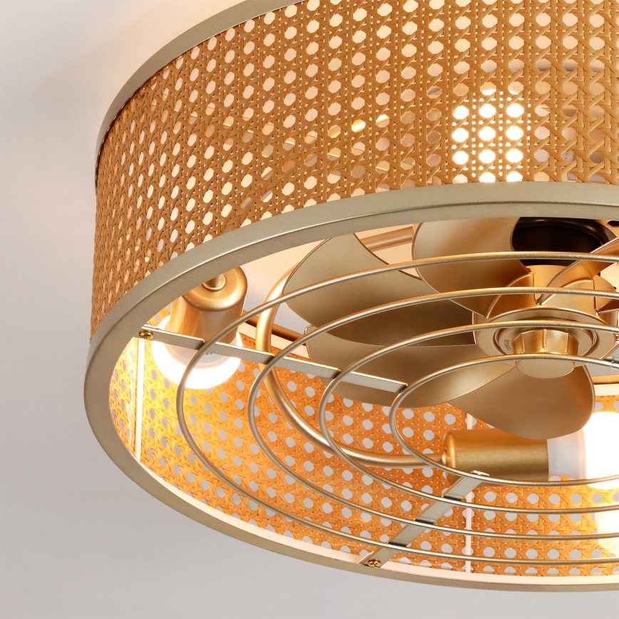 Brilagi - Stropní ventilátor 4xE27/40W/230V pr. 50 cm bambus + dálkové ovládání