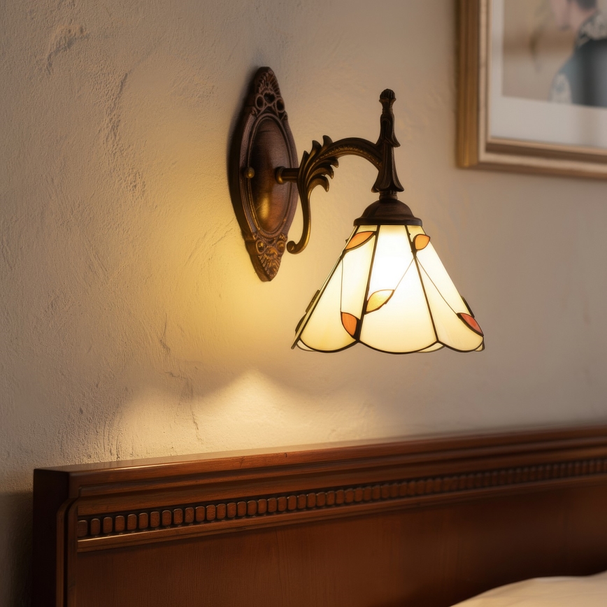 Brilagi - Tiffany vitrážová nástěnná lampa FOLIA 1xE14/40W/230V