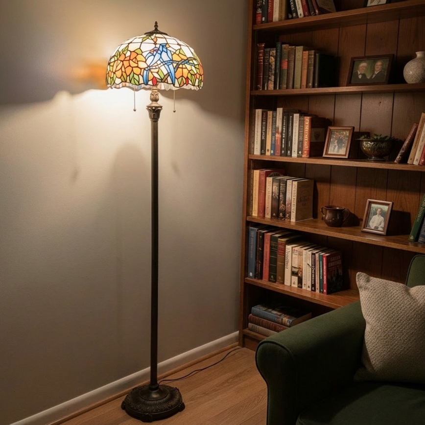 Brilagi - Tiffany vitrážová stojací lampa JUNGLE 2xE27/60W/230V