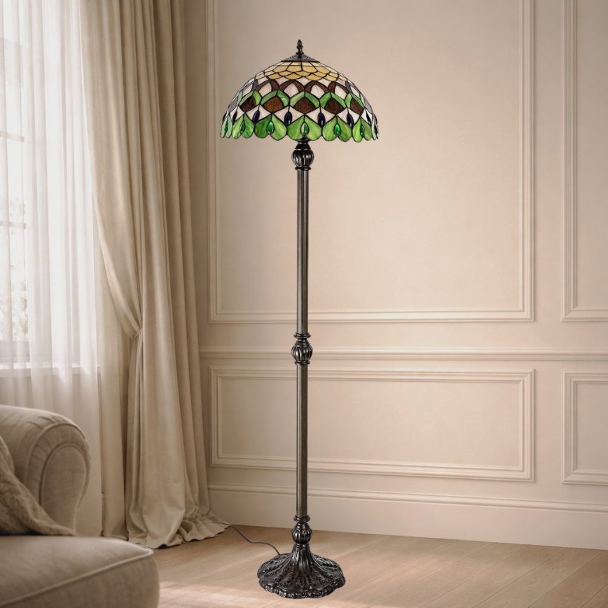 Brilagi - Tiffany vitrážová stojací lampa MARGARET 2xE27/60W/230V