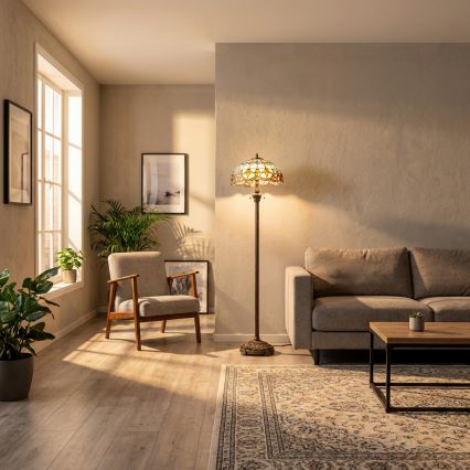 Brilagi - Tiffany vitrážová stojací lampa MIRABELLA 2xE27/60W/230V