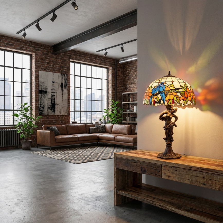 Brilagi - Tiffany vitrážová stolní lampa JUNGLE 1xE27/60W/230V