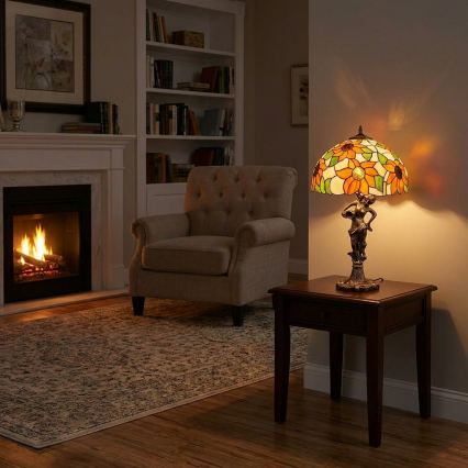 Brilagi - Tiffany vitrážová stolní lampa SUNFLOWER 1xE27/60W/230V