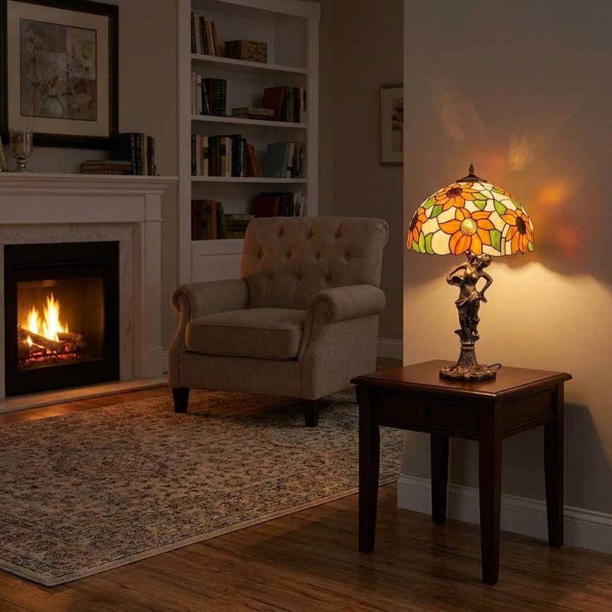 Brilagi - Tiffany vitrážová stolní lampa SUNFLOWER 1xE27/60W/230V