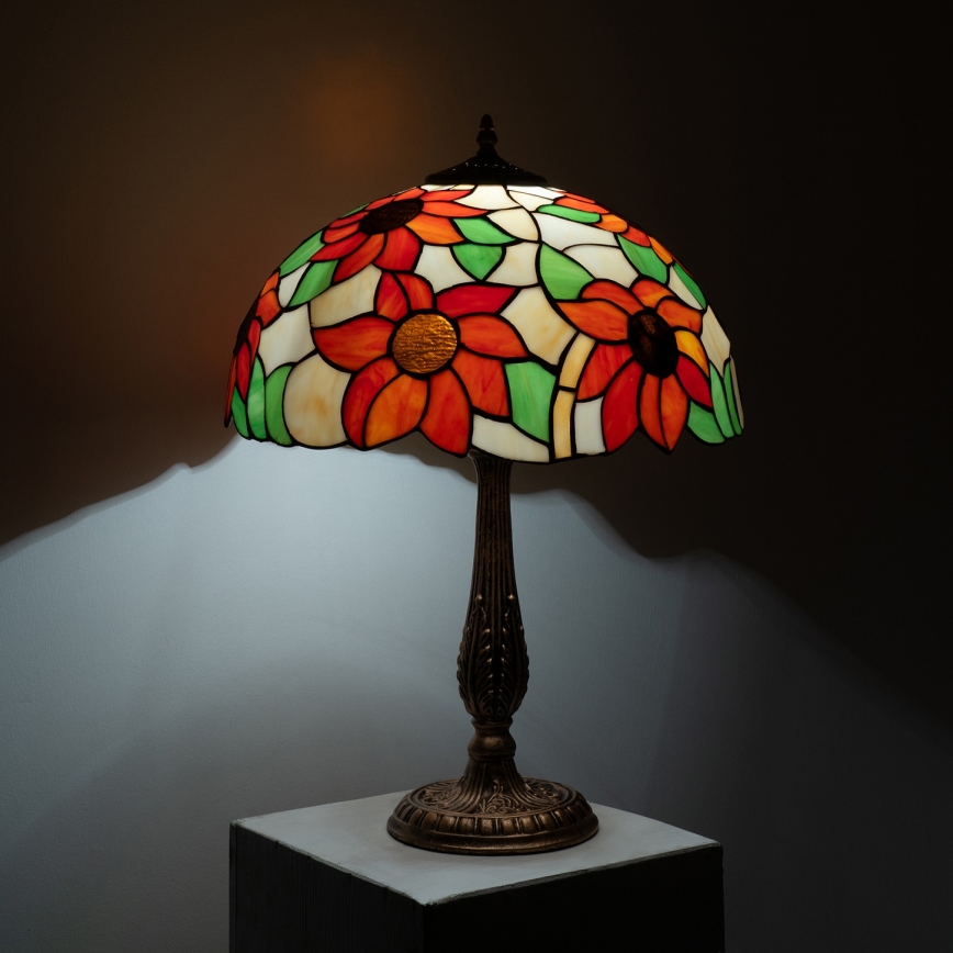 Brilagi - Tiffany vitrážová stolní lampa SUNFLOWER 2xE27/60W/230V